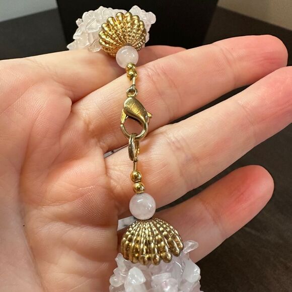 Lee Sands signed, solid, multi-strand rose quartz chip necklace! - Picture 3 of 11